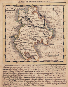 Thomas Kitchin & Thomas Jefferys Bedfordshire Map from Antique Maps of British Isles website.